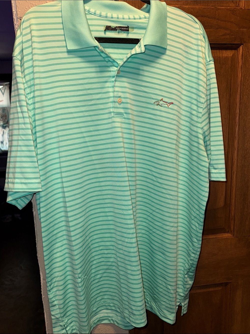 Greg Norman Collection Mint Green Striped Polo